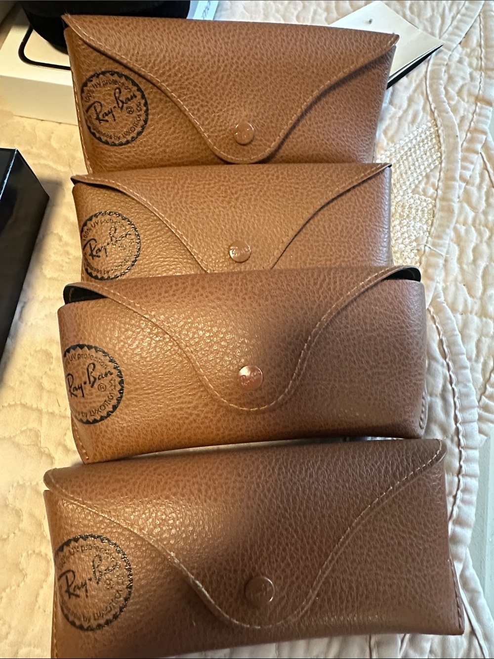 Set of 4 Ray-Ban Brown Leather Sunglass Case Set of 4
